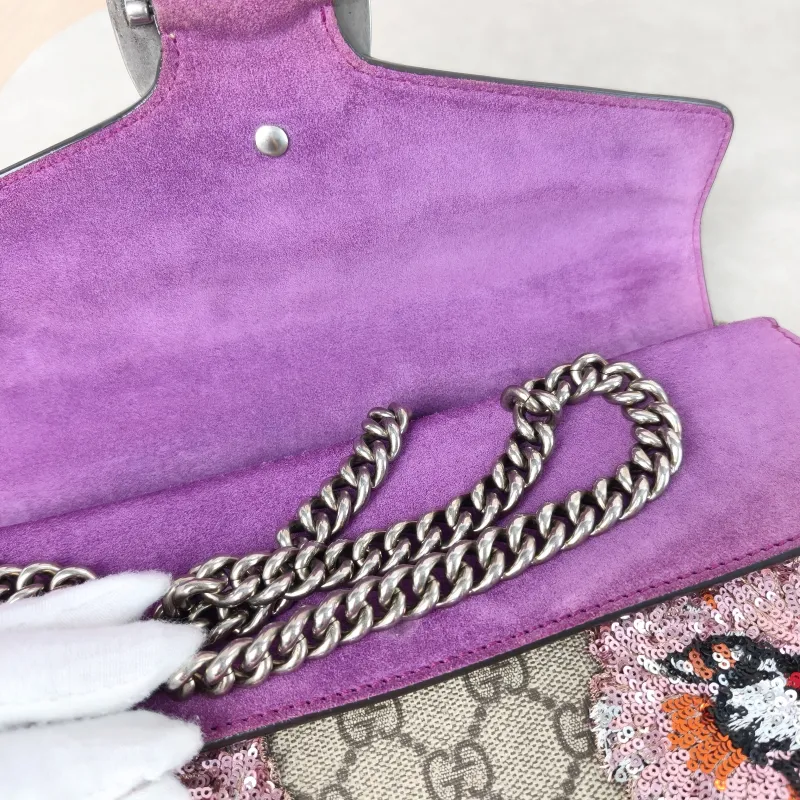 GUCCI Crossbody Bag Dionysus Monogram PVC Medium 28 × 9 × 17 cm — detail view 12 of 13
