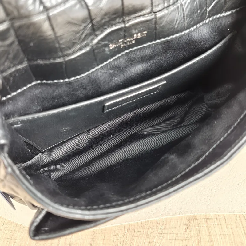SAINT LAURENT Crossbody Bag Niki Black D Waxed Leather Calfskin Small 21 × 7.5 × 16 cm — detail view 11 of 12
