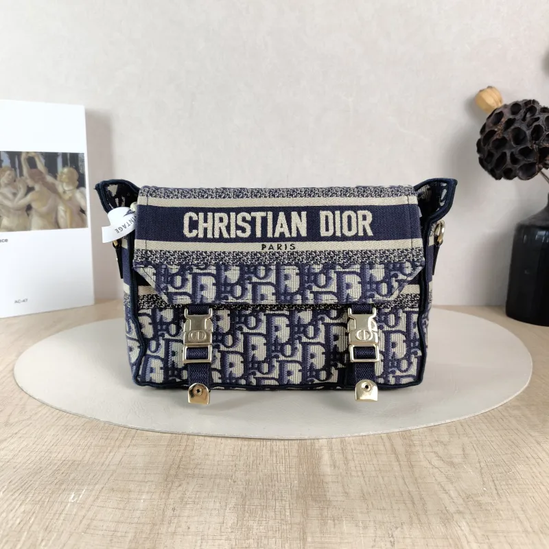 DIOR Crossbody Bag camp Messenger Bag Blue Canvas Small 23 × 8 × 15 cm