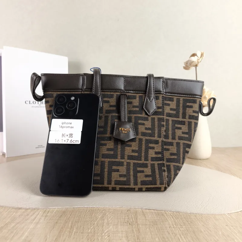 FENDI Top Handle Bag origami Shoulder Bag Monogram Canvas Mini 15 × 15 × 18.5 cm — cover view 3 of 5