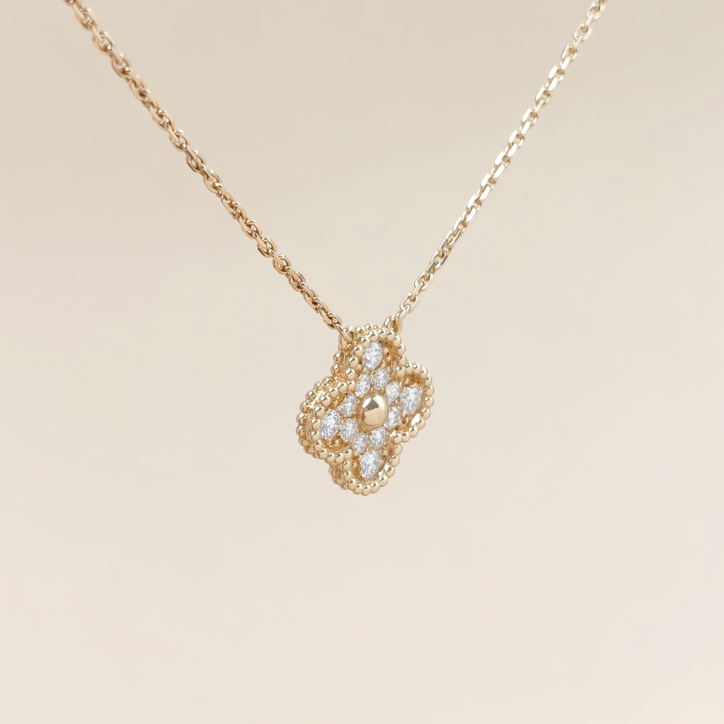 Van Cleef & Arpels Necklace Alhambra Pavé Diamond Necklace 18KY ellow Gold Vintage Small 15㎜ 40-45㎝ — cover view 9 of 14
