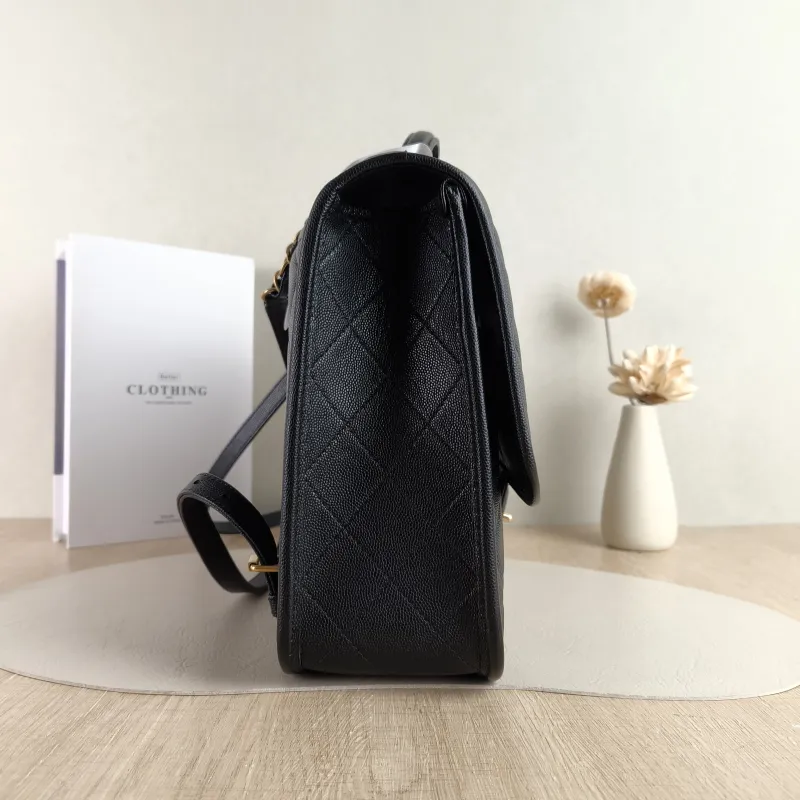 Chanel Backpack Backpack Black with Gold-Tone Hardware Grained Calfskin One Size 31 × 10 × 21 cm — detail view 13 of 14