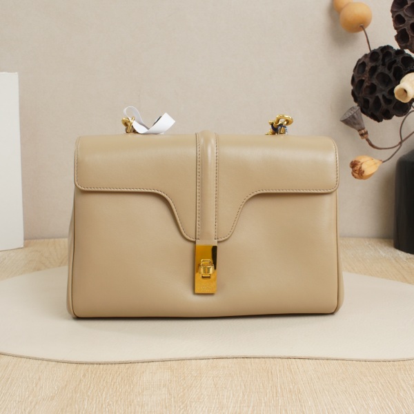 CELINE soft16Shoulder Bag Small Taupe Calfskin · Shoulder Strap Dust Bag · 23 × 9 × 15 cm