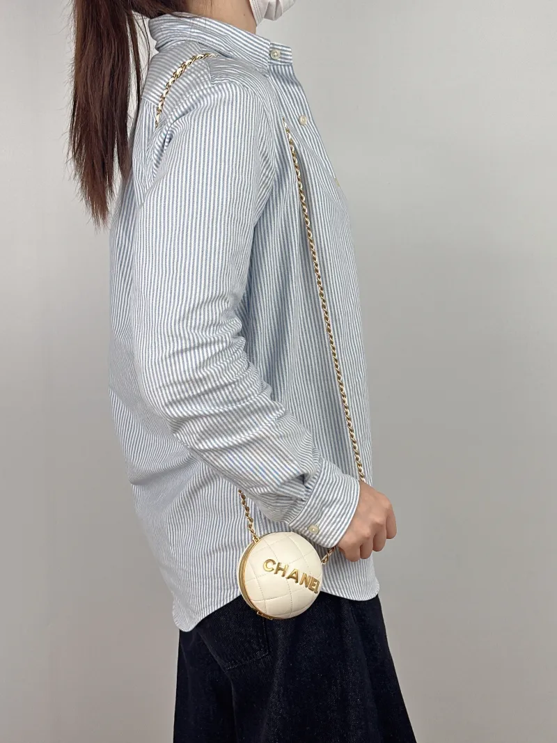 Chanel Crossbody Bag Crossbody Bag White Lambskin One Size 9 × 9 × 9 cm — on-model view 1 of 2
