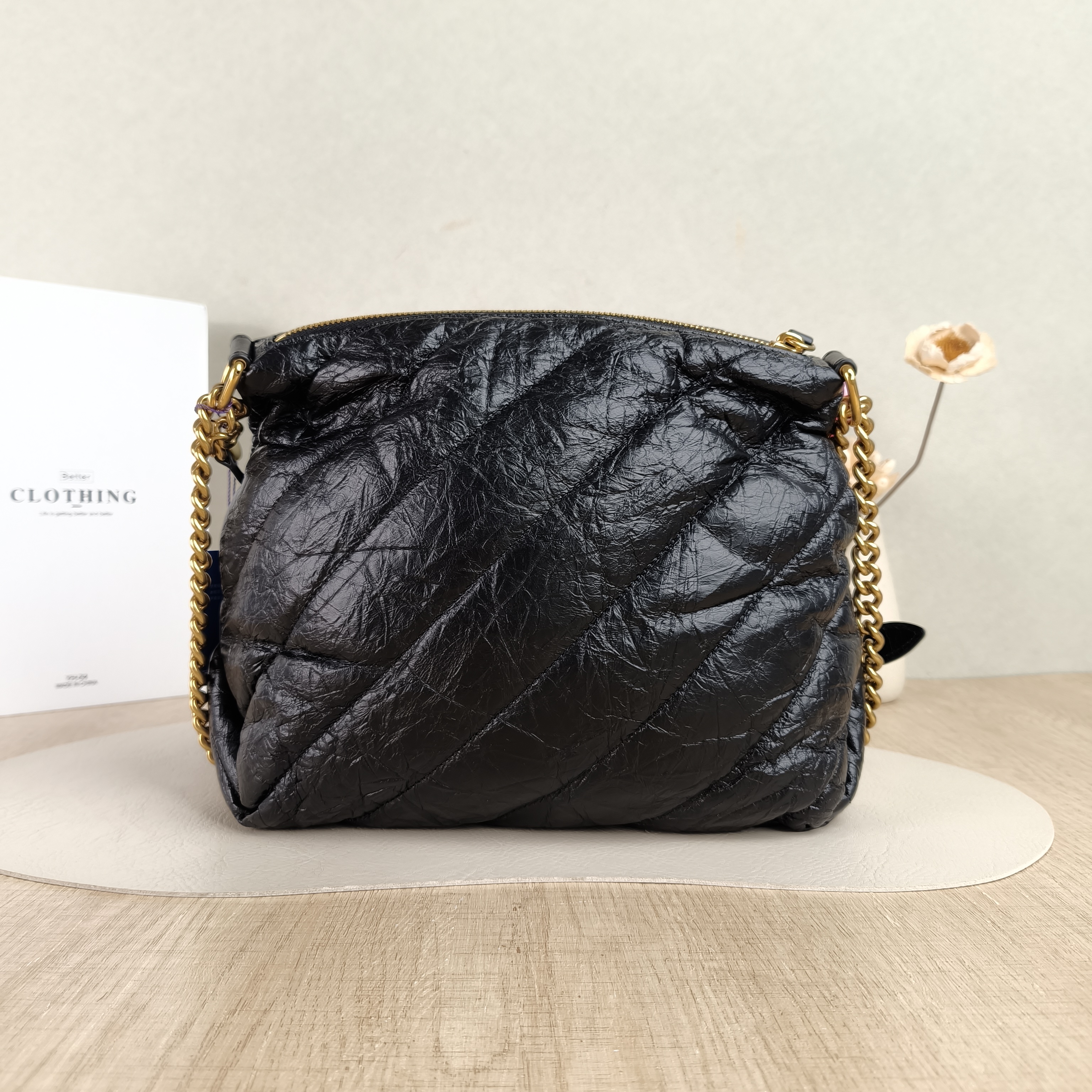 BALENCIAGA Crossbody Bag Crush Hobo Crossbody Bag Black Calfskin Small24 × 11 × 20 cm — cover view 5 of 5