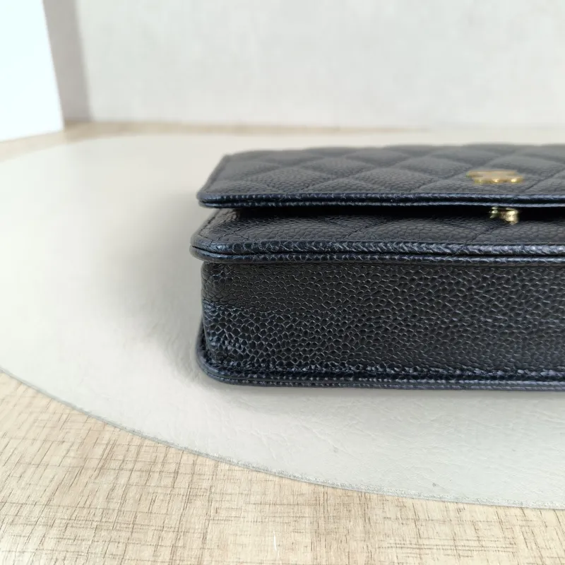 Chanel Crossbody Bag Classic Flap WOC CF WOCWOC Bag Black Grained Calfskin Mini 19.2 × 3.5 × 12.3 cm — detail view 14 of 14