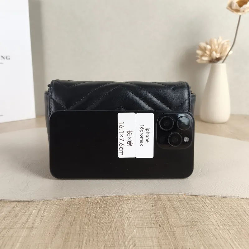 GUCCI Shoulder Bag GG Marmont Mini Marmont Mini g Black Calfskin Mini 16.5 × 4.5 × 9.5 cm — cover view 2 of 6