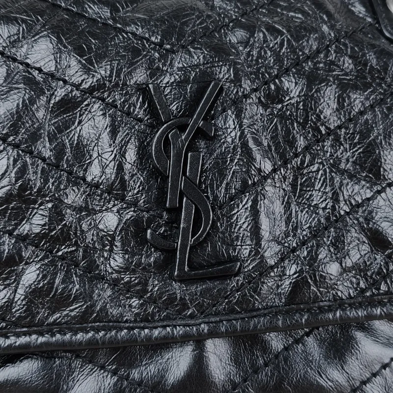 SAINT LAURENT Crossbody Bag Niki Black Waxed Leather Calfskin Small 21 × 7.5 × 16 cm — detail view 9 of 12