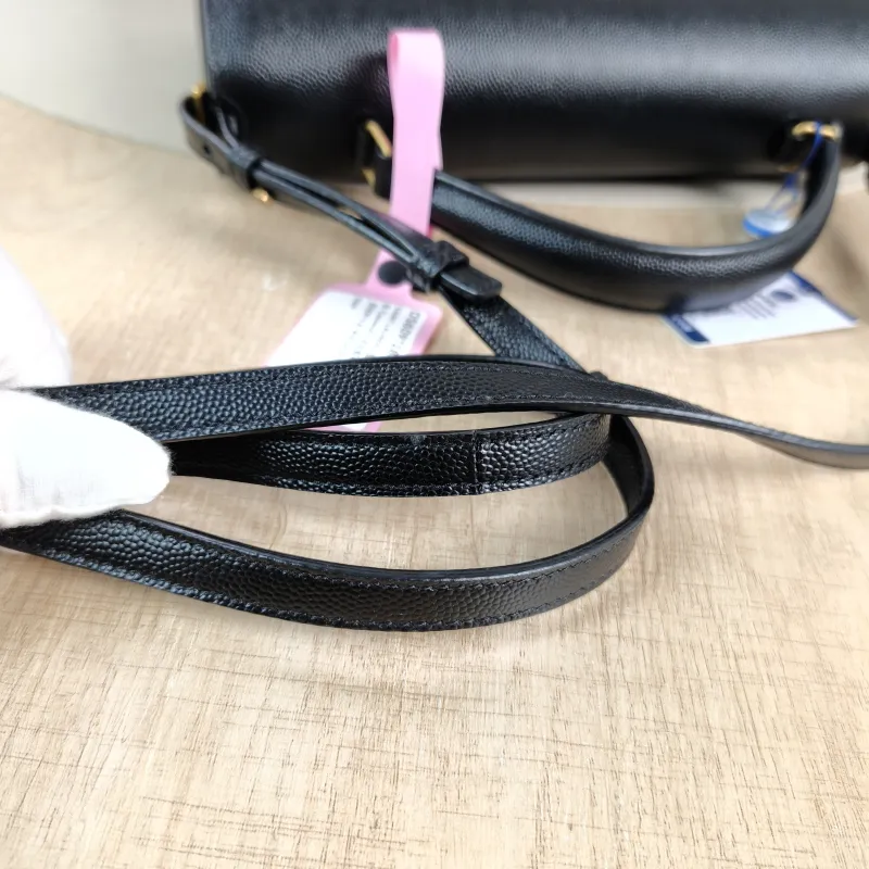 SAINT LAURENT Shoulder Bag Cassandra Shoulder Bag Black with Gold-Tone Hardware Grained Calfskin Medium 24.5 × 11.5 × 20 cm — detail view 12 of 13