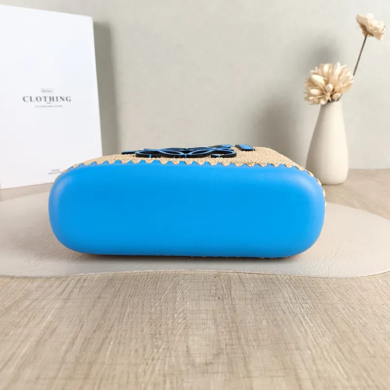 LOEWE Top Handle Bag basket anagram Blue Woven One Size 22 × 7 × 17 cm — cover view 5 of 5