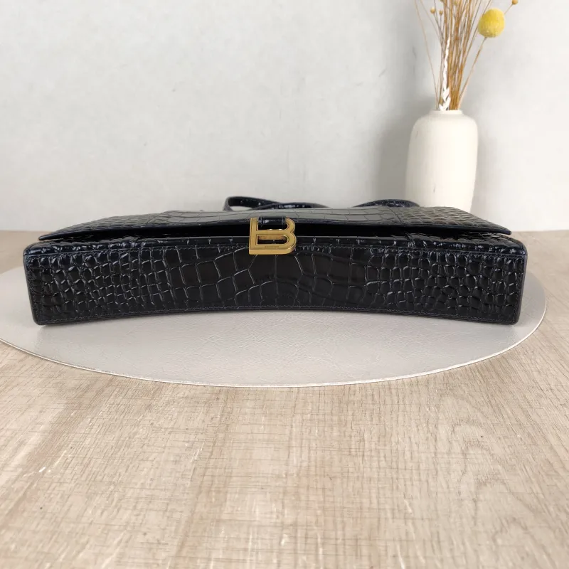 BALENCIAGA Shoulder Bag Hourglass Strech Hourglass Bag Black Calfskin One Size 35 × 6.5 × 16 cm — cover view 5 of 5
