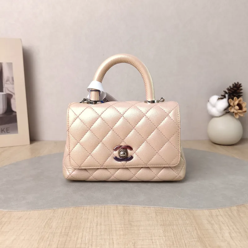 Chanel Crossbody Bag Coco Handle​ Grained Calfskin Mini 19 × 9 × 13 cm