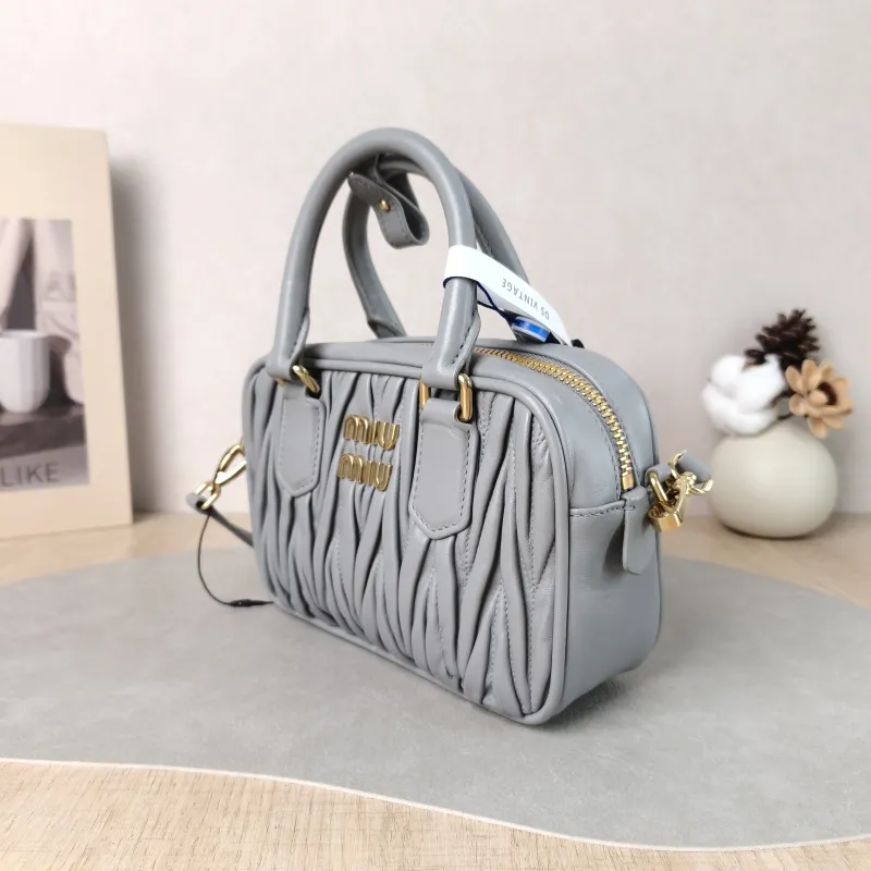 Miumiu Top Handle Bag Arcadie MatelasséCollection Edition Grey Lambskin Small 19 × 6 × 13 cm — cover view 2 of 6