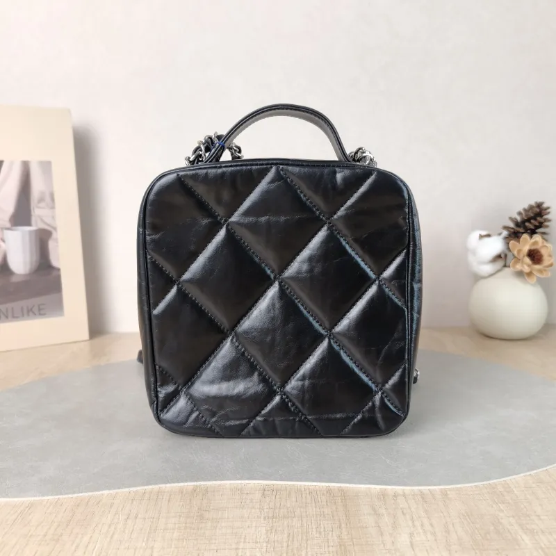 Chanel Crossbody Bag Camera Bag Black Waxed Leather 16.5 × 8.5 × 18 cm 28 — cover view 3 of 5