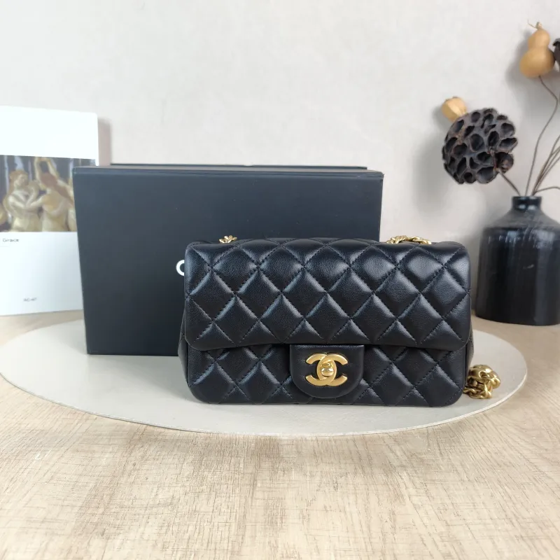 Chanel Crossbody Bag Classic Flap Large Mini CF Mini Black Lambskin mini 20 × 6 × 12 cm — cover view 5 of 6
