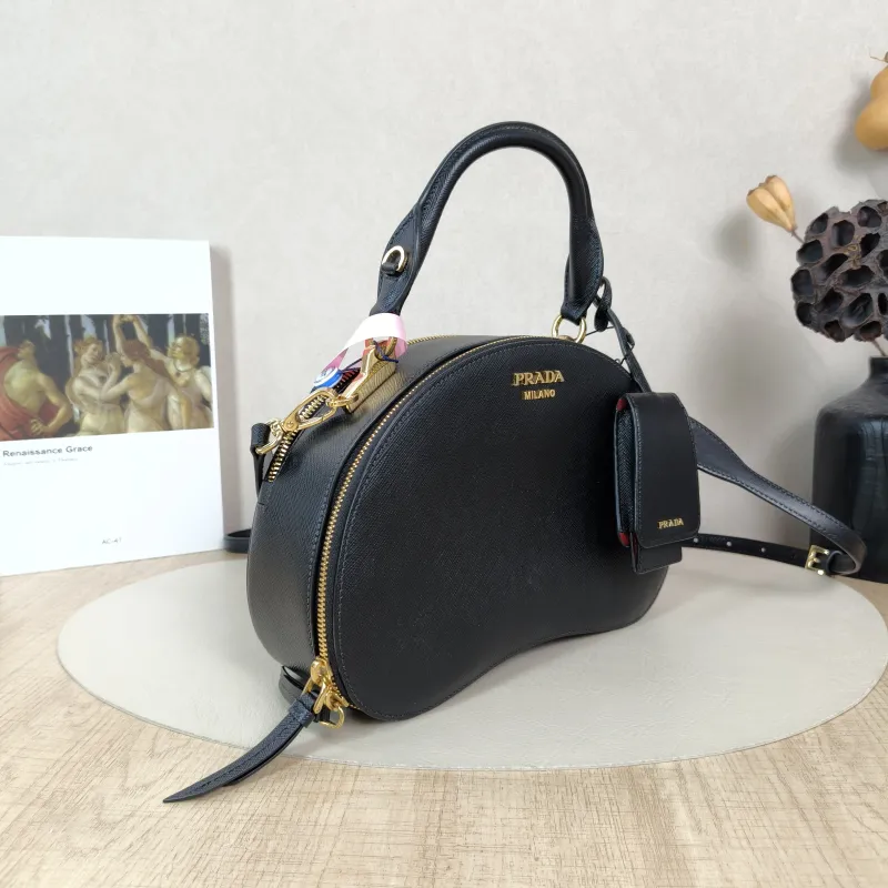 PRADA Shoulder Bag Black Calfskin One Size25 × 8 × 16 cm — cover view 2 of 6