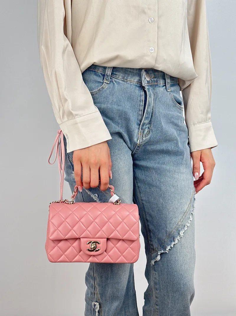 Chanel Crossbody Bag Edition mini Pink Lambskin mini 20 × 6 × 12 cm — on-model view 2 of 2