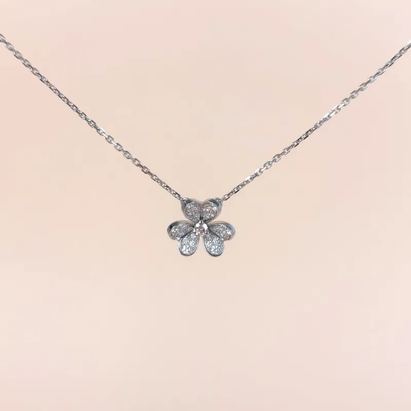 Van Cleef & Arpels Necklace Frivole Collection Pavé Diamond Necklace White Gold 18KW hite Gold Diamondmini40cm
