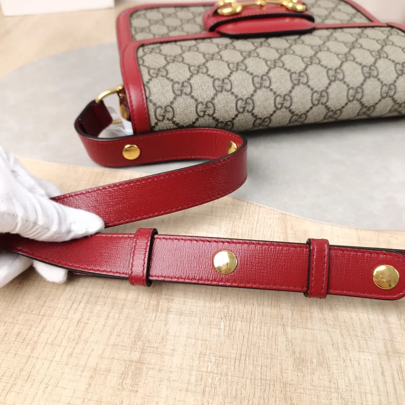 GUCCI Crossbody Bag Horsebit 1955 Horsebit Medium Red PVC Medium 25 × 8 × 18 cm — detail view 12 of 12