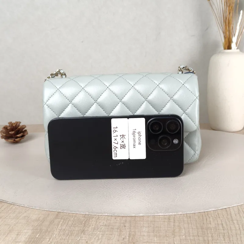 Chanel Crossbody Bag Classic Flap Large Mini CF Mini Green Lambskin C mini 20 × 6 × 12 cm — cover view 3 of 5