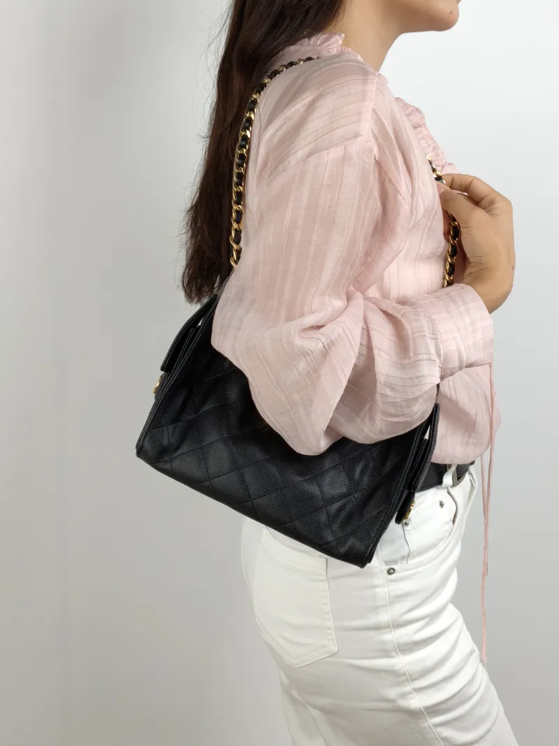 Chanel Shoulder Bag 25Bag Black Grained Calfskin Mini 20 × 12.5 × 22 cm — on-model view 1 of 2