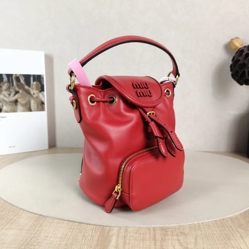 Miumiu Backpack Backpack Red Calfskin Mini 14 × 10 × 17 cm — cover view 6 of 6