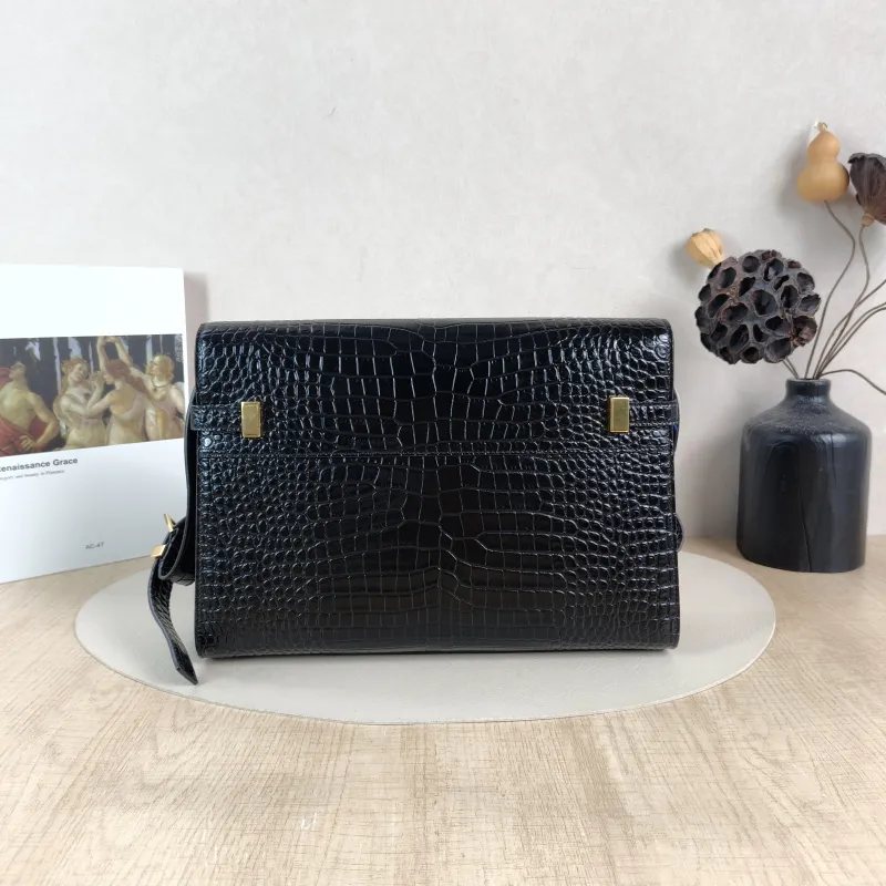 SAINT LAURENT Shoulder Bag MANHATTAN Black with Gold-Tone Hardware Calfskin Medium29 × 7.5 × 20 cm — cover view 6 of 6