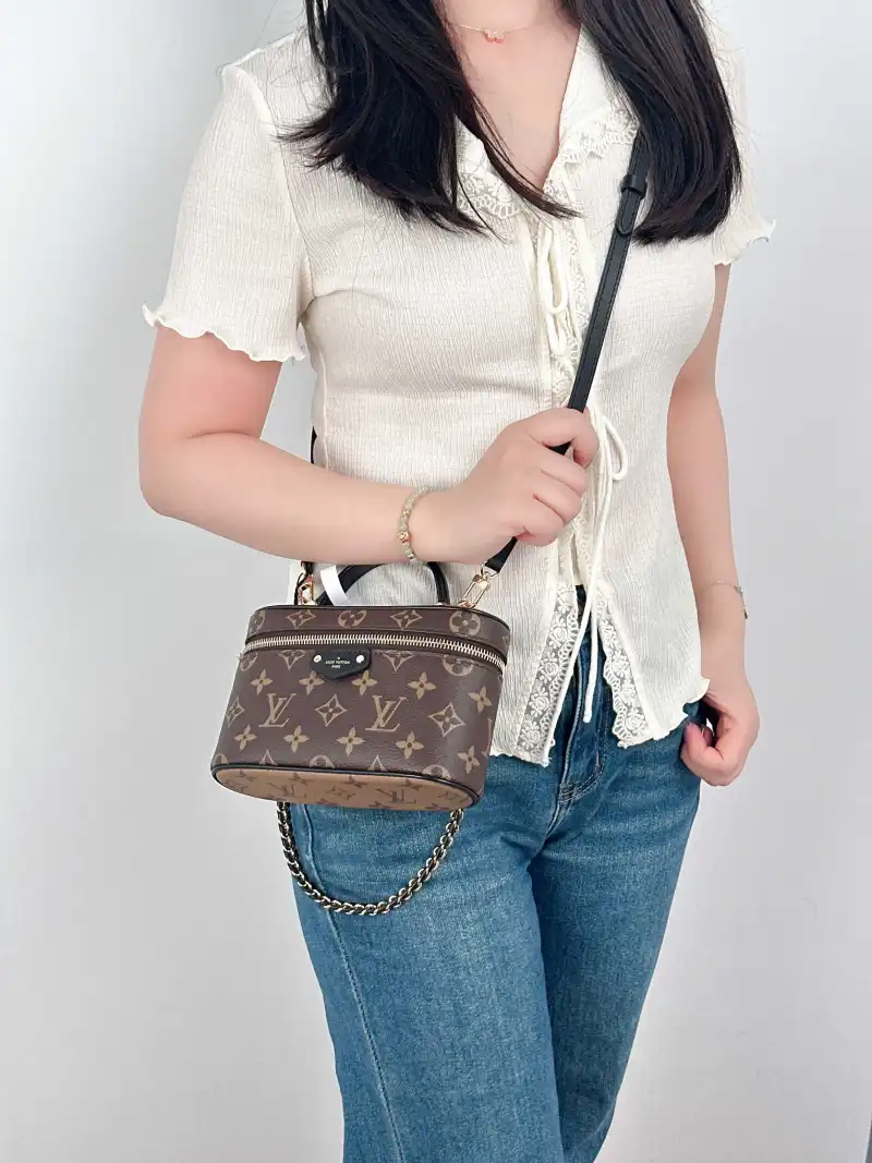 Louis Vuitton Shoulder Bag VANITY Cosmetic Bag Monogram PVC Small19 × 11 × 13 cm — on-model view 2 of 3