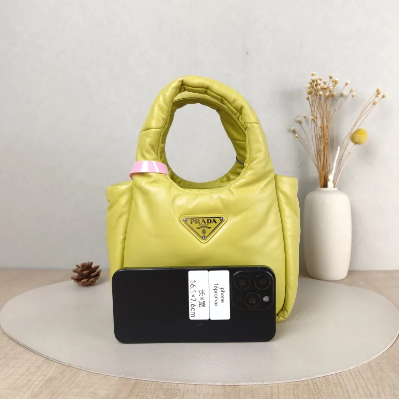 PRADA Top Handle Bag Soft Yellow Lambskin Small 18 × 10 × 15.5 cm — cover view 3 of 5