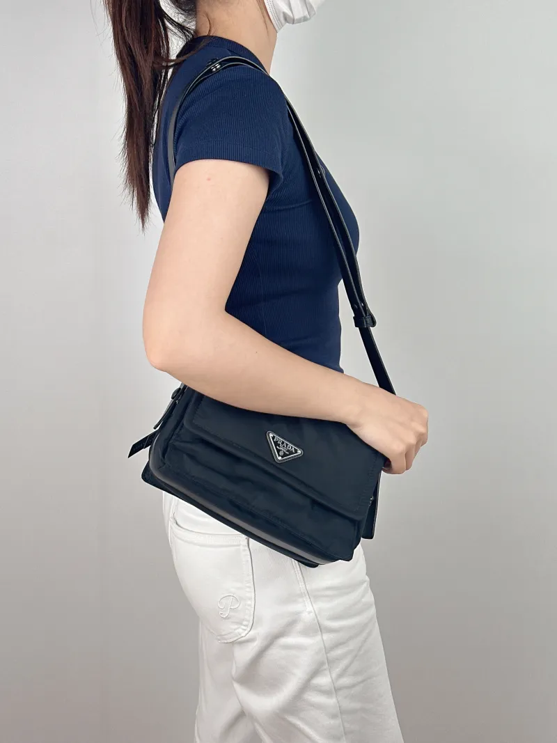 PRADA Crossbody Bag Messenger Bag Crossbody Bag Black Nylon One Size 23 × 8.5 × 17 cm — on-model view 2 of 2