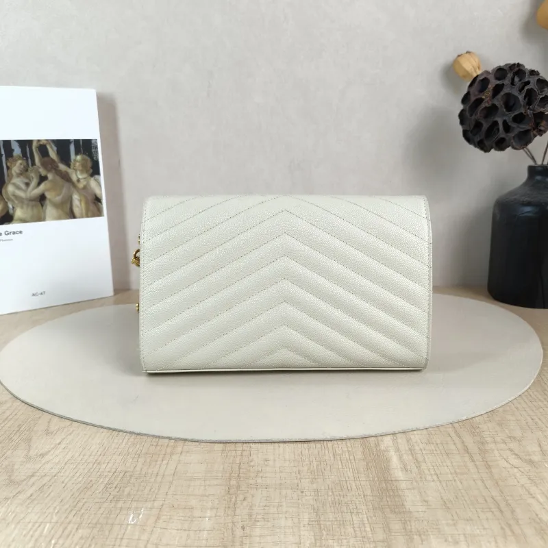 SAINT LAURENT Crossbody Bag CASSANDRE ENVELOPE White Calfskin 22.5 × 4 × 14 cm — cover view 3 of 5
