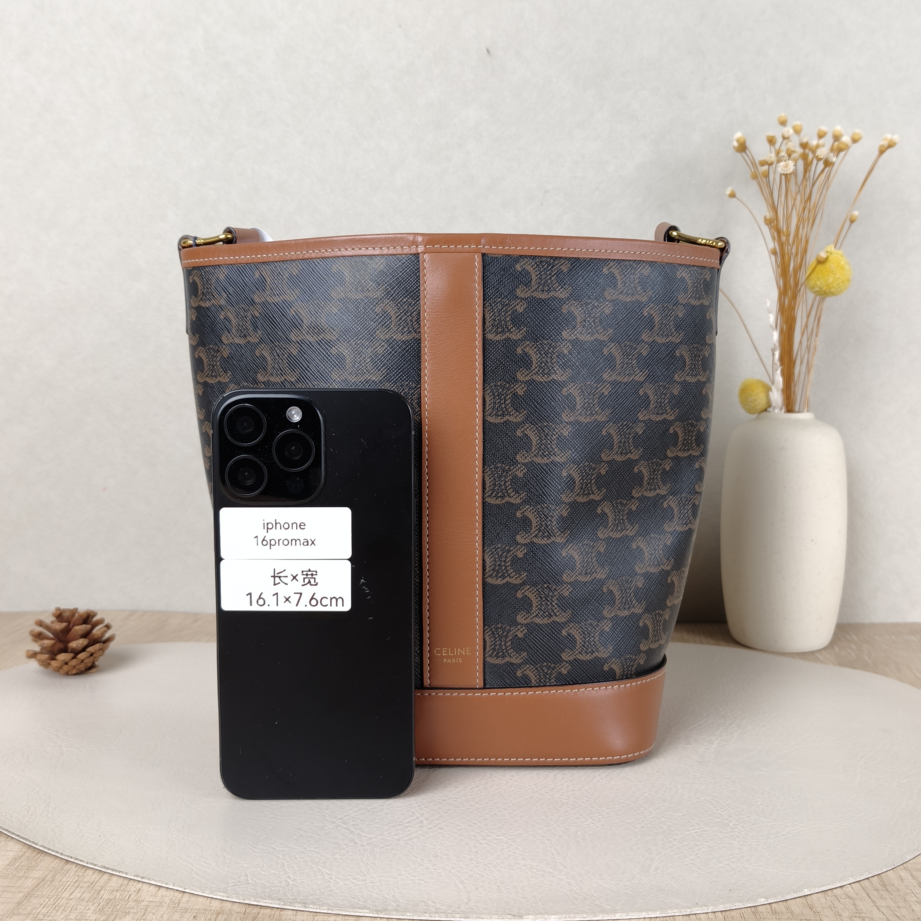 CELINE Crossbody Bag Triomphe Bucket Bag Monogram PVC18 × 12 × 22 cm — cover view 3 of 5