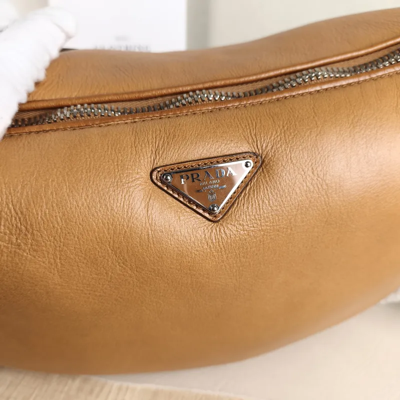 PRADA Crossbody Bag Messenger Bag Crossbody Bag Brown Lambskin · One Size 34 × 12 × 25 cm — detail view 7 of 10