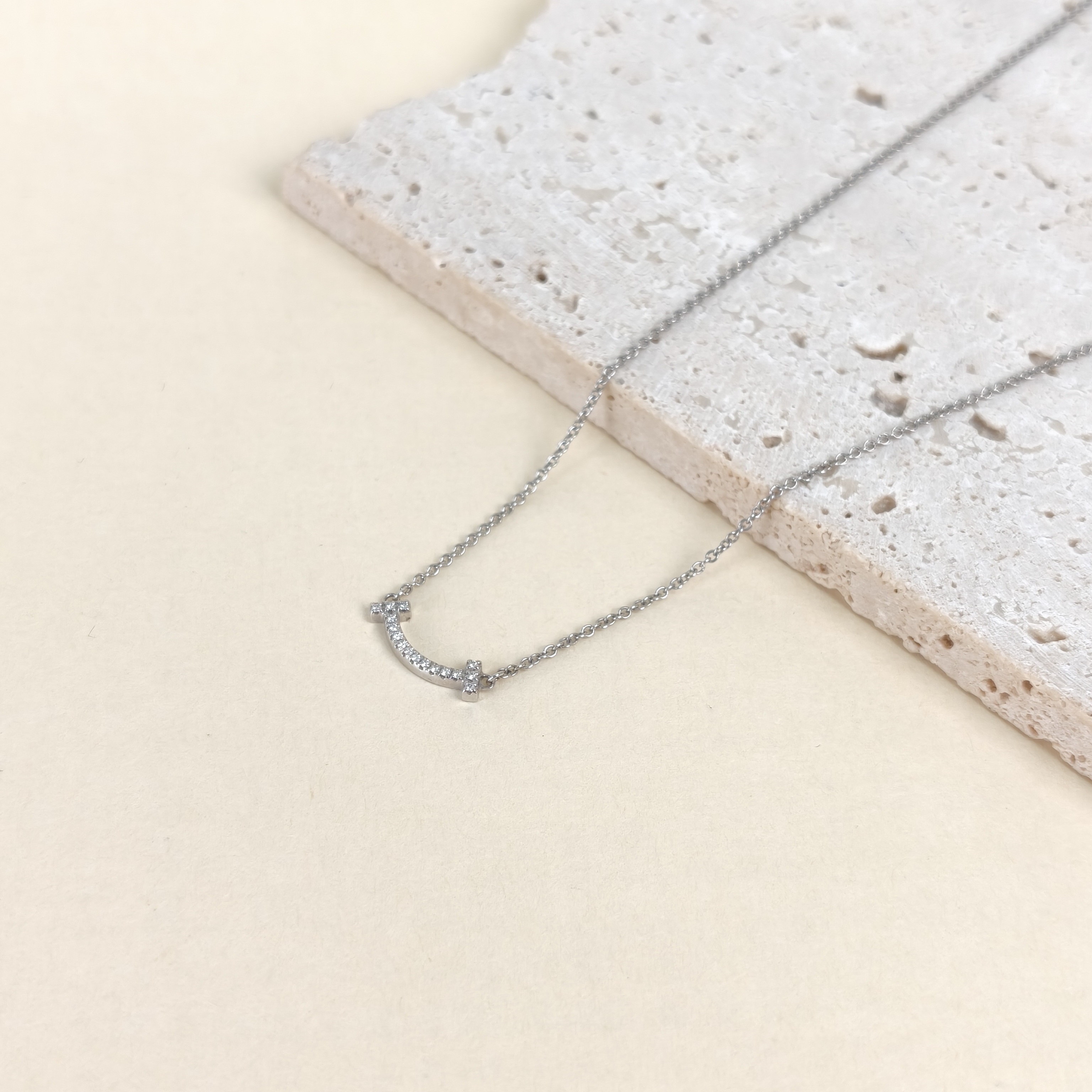 Tiffany&Co. Necklace TC ollection Smile White Gold Pavé Diamond White Gold18KW hite Gold Diamond Mini 45cm — cover view 7 of 7