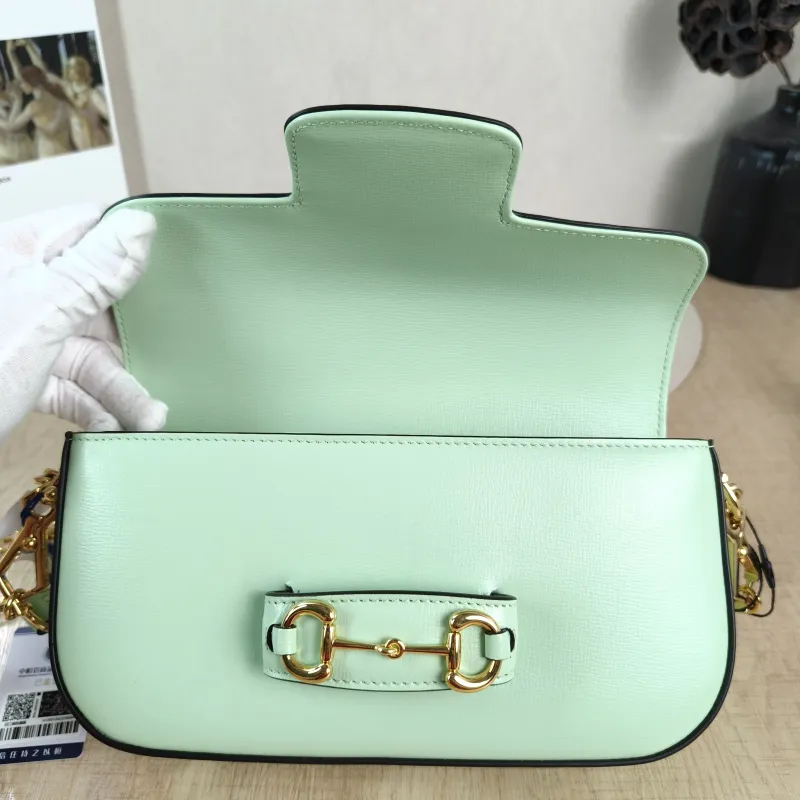 GUCCI Crossbody Bag Horsebit 1955 Horsebit Small Green Calfskin Small 24 × 5.5 × 13 cm — detail view 10 of 11