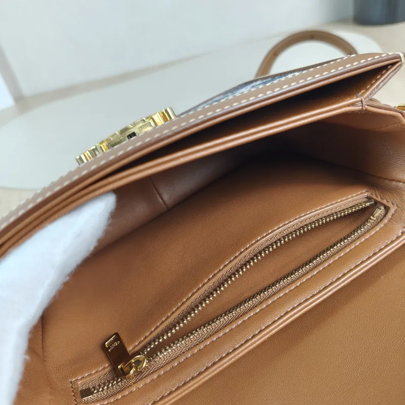 CELINE Crossbody Bag Teen Triomphe Blue Brown Small 18.5 × 6 × 14 cm — detail view 10 of 13