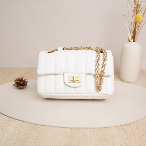 Chanel 2.55mini White Calfskin Microchip Edition · 20 × 8 × 13 cm