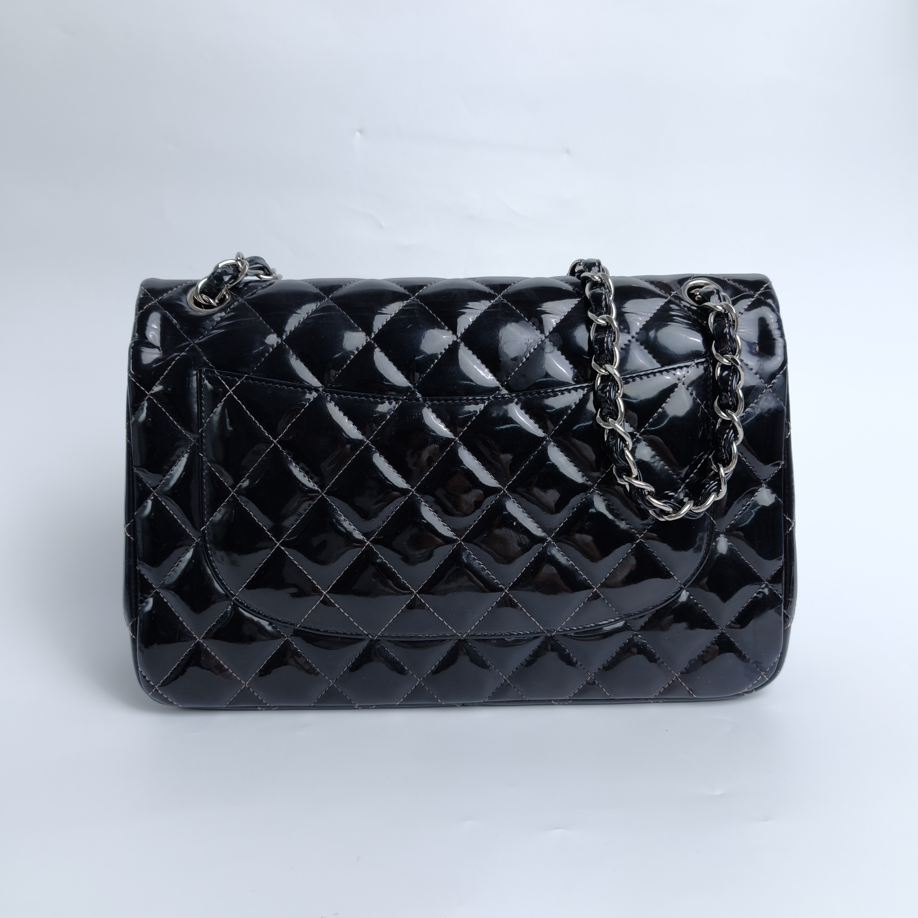 Chanel Crossbody Bag Classic Flap Jumbo CF Jumbo Black Patent Leather Large30 × 10 × 19.5 cm — cover view 2 of 17