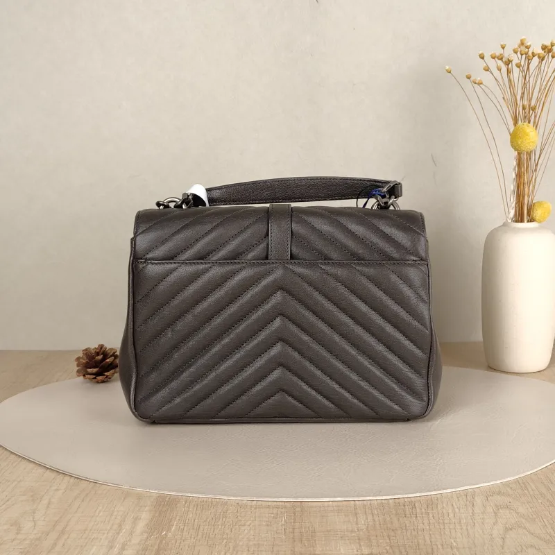 SAINT LAURENT Shoulder Bag COLLEGE Dark Grey Lambskin Medium 24 × 6.5 × 17 cm — cover view 5 of 5