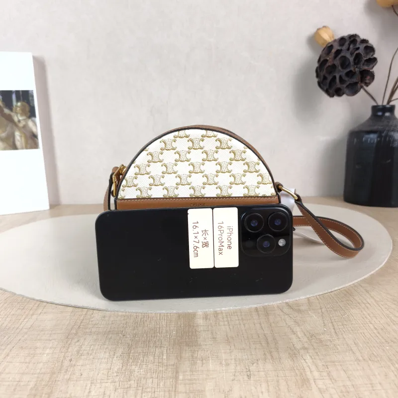 CELINE Crossbody Bag Triomphe White PVC Mini 13.5 × 4 × 13.5 cm — cover view 3 of 5