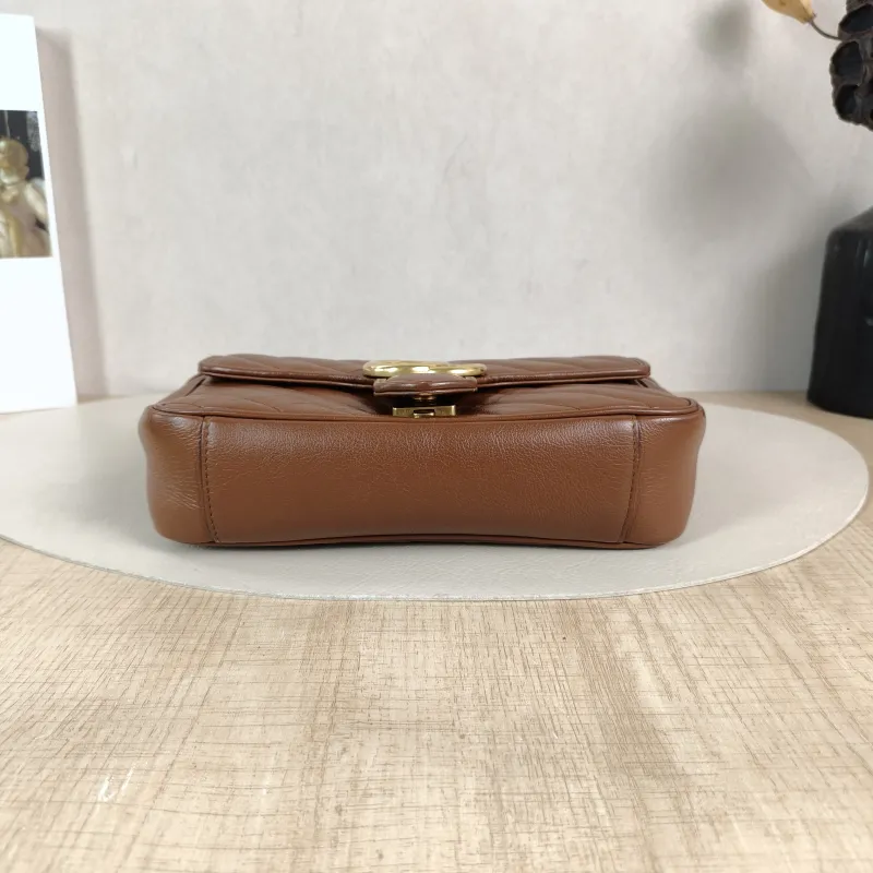 GUCCI Crossbody Bag GG Marmont Small Marmont 22 Caramel Calfskin Small 22 × 6 × 13 cm — cover view 4 of 5