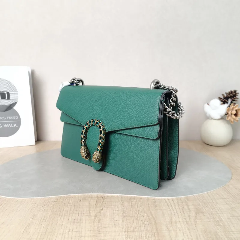 GUCCI Crossbody Bag Dionysus Green Calfskin Medium 28 × 9 × 17 cm — cover view 4 of 5