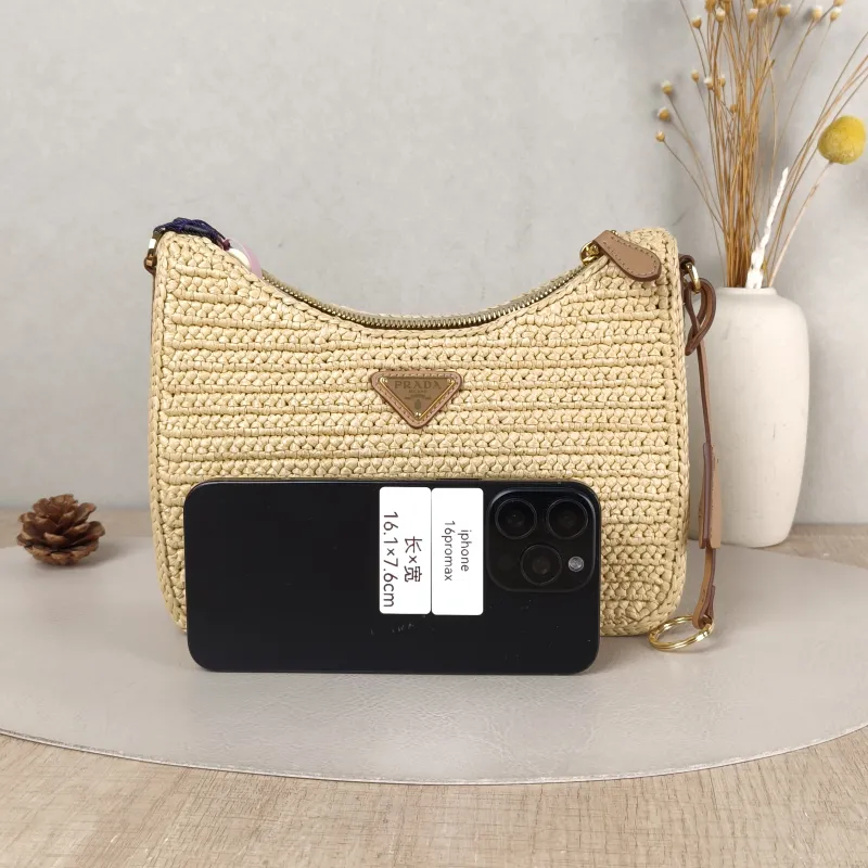 PRADA Crossbody Bag Re-Edition 2005 Hobo Woven Mini 22 × 6 × 18 cm — cover view 4 of 5