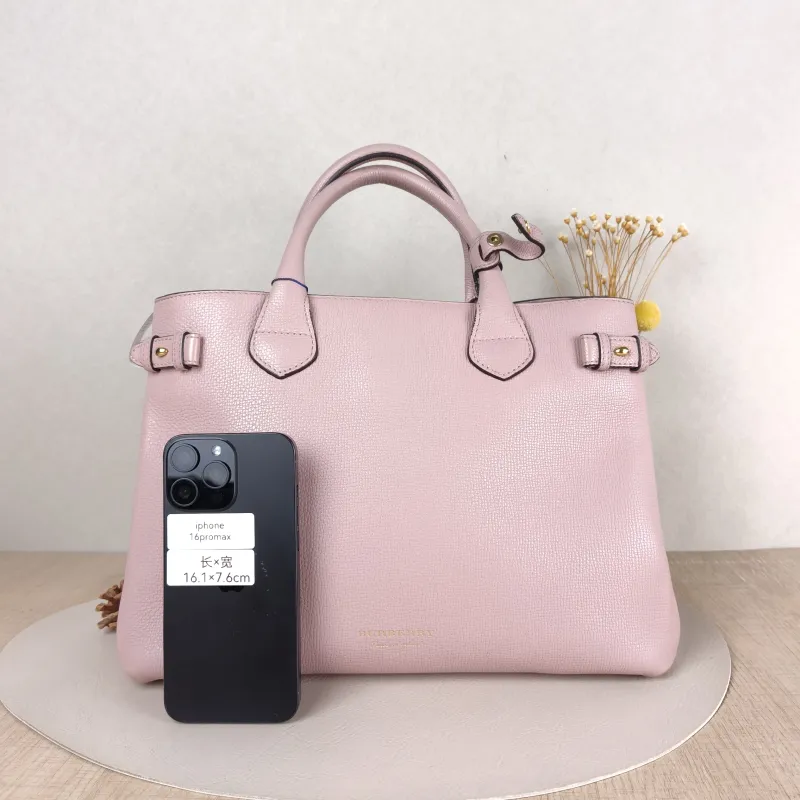 BURBERRY Crossbody Bag banner Top Handle Bag Pink Calfskin One Size 35 × 15 × 24 cm — cover view 4 of 5