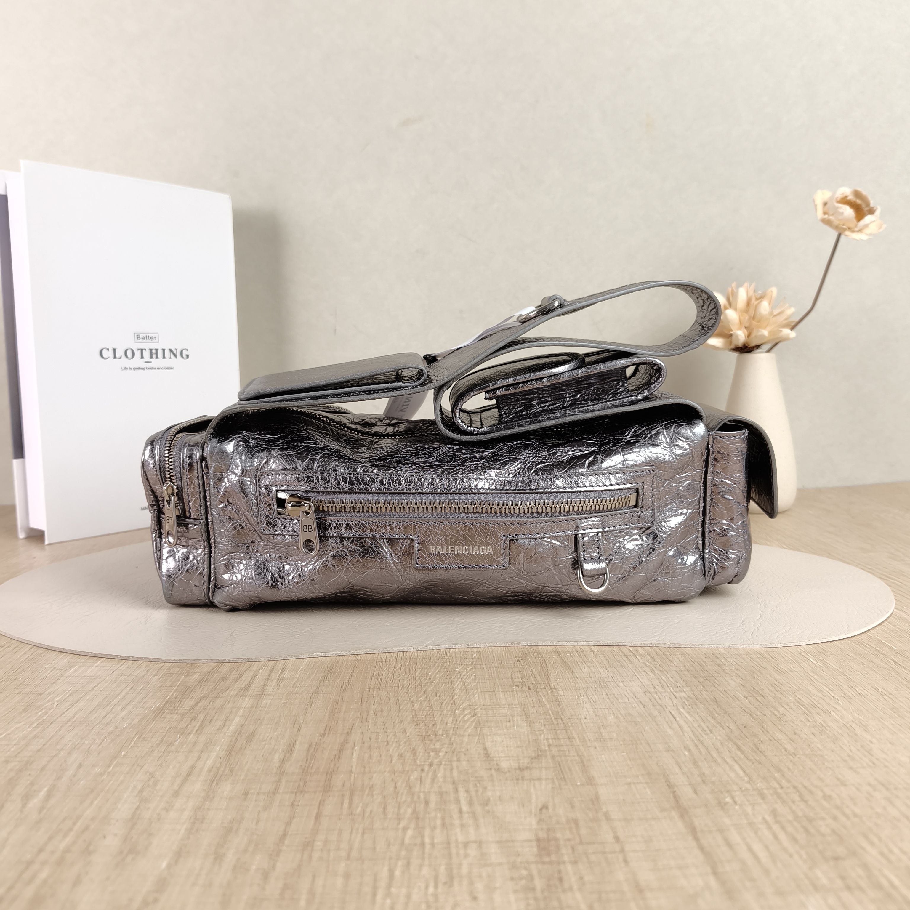 BALENCIAGA Shoulder Bag Superbusy Shoulder Bag Grey Waxed Leatherxs Small35 × 11 × 12 cm — cover view 3 of 5