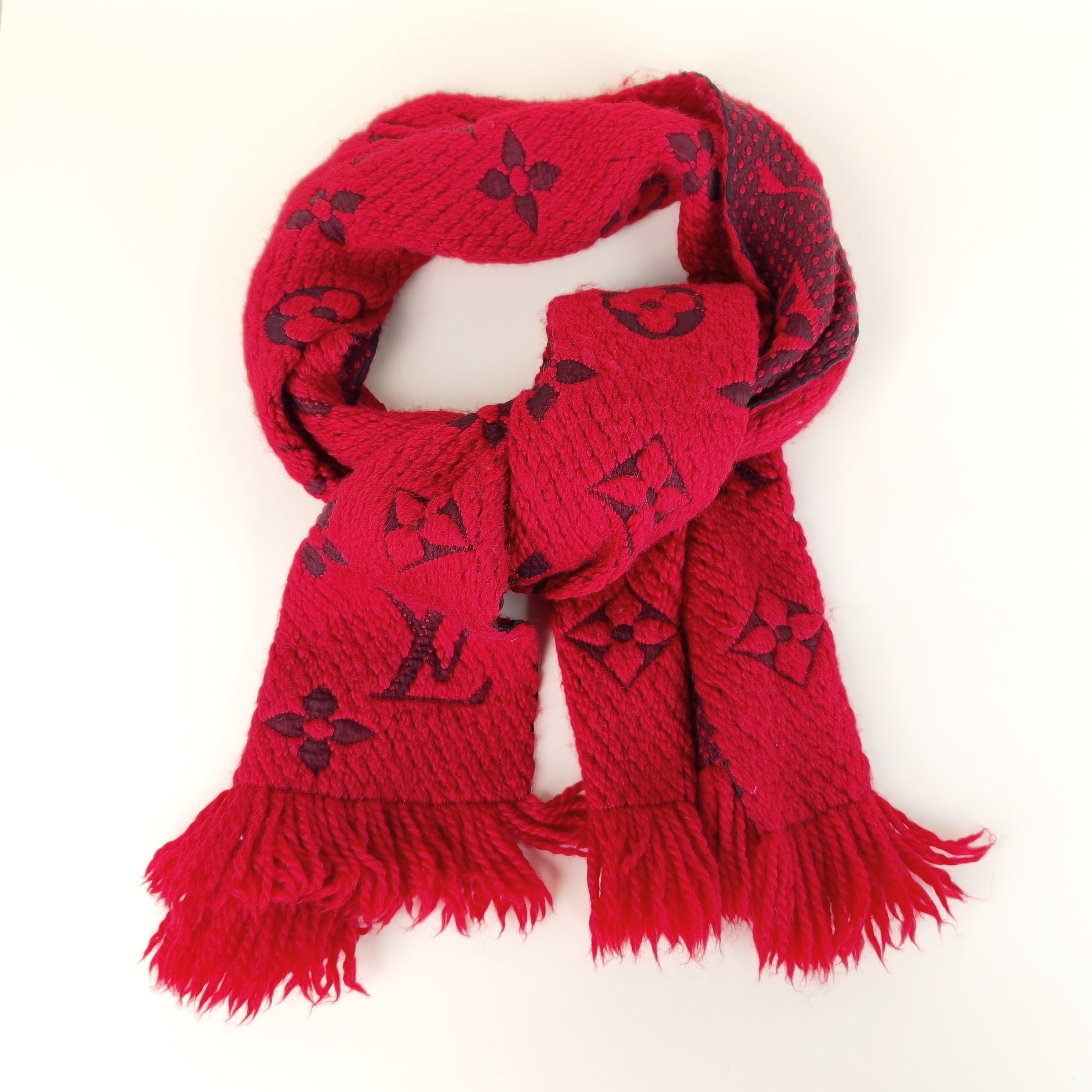 Louis Vuitton Scarf Scarf Red Wool · Silk One Size160*31