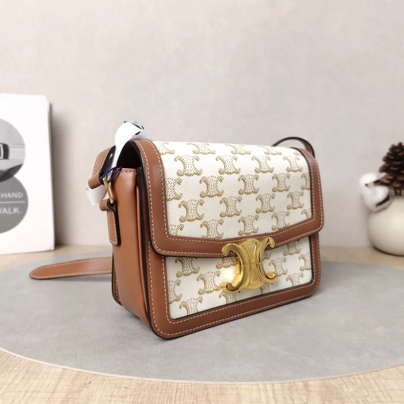 CELINE Crossbody Bag Teen Triomphe White PVC Small18.5 × 6 × 14 cm — cover view 3 of 5
