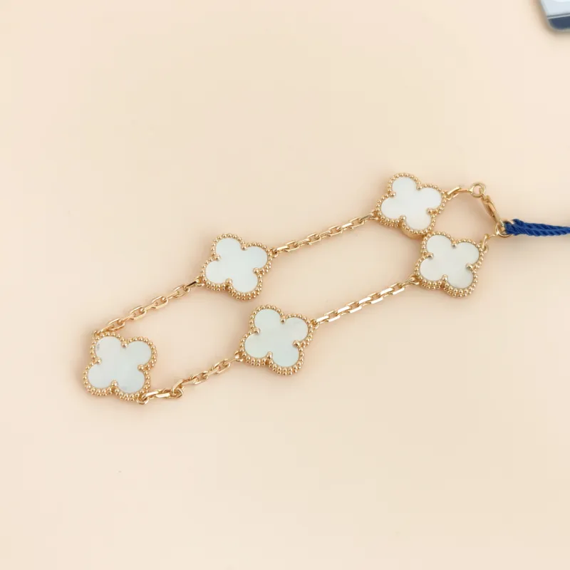 Van Cleef & Arpels Bracelet Alhambra Alhambra Collection Five-Motif Bracelet Pearl · White Mother-of-Pearl 18KY ellow Gold Vintage Small 19cm — cover view 6 of 8