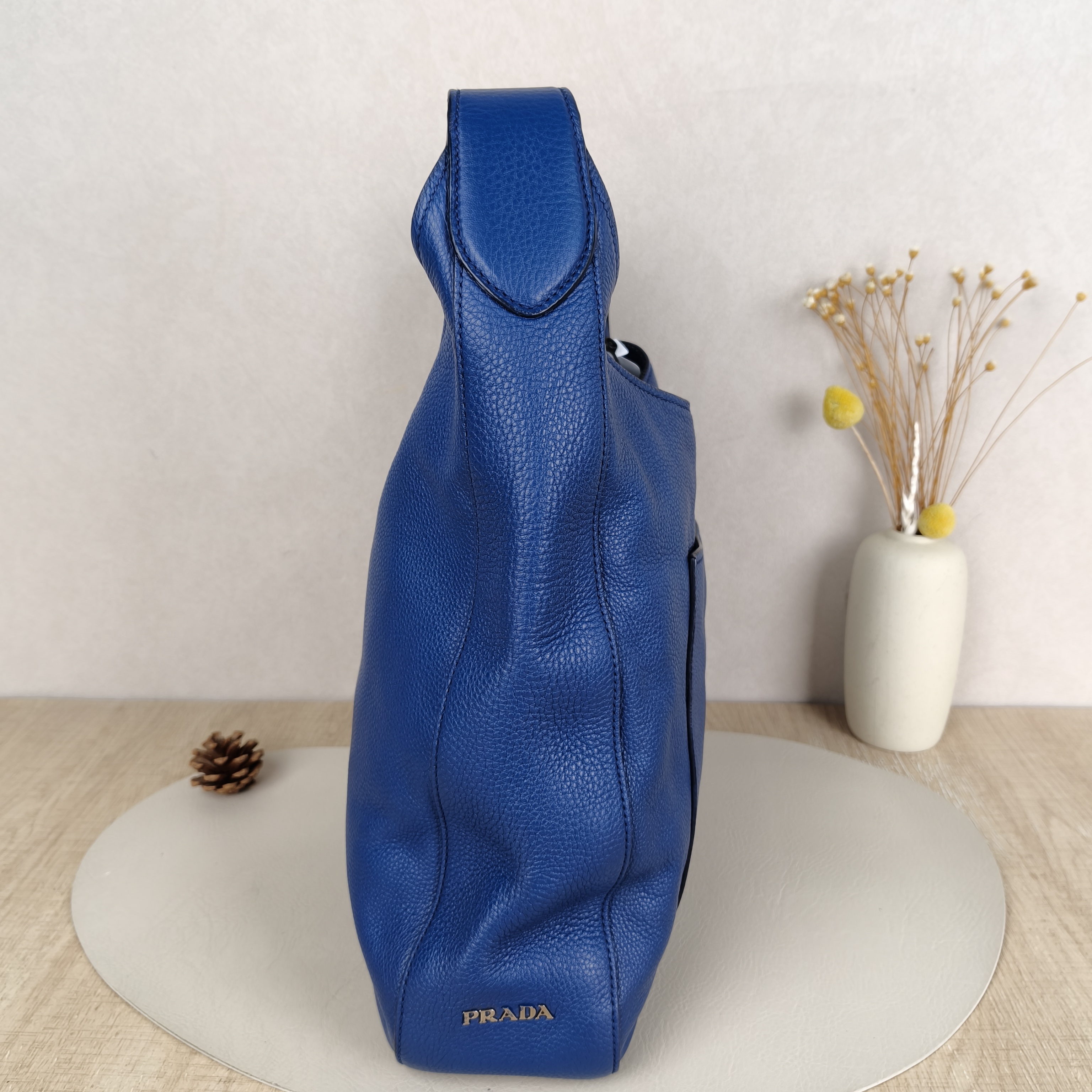 PRADA Shoulder Bag Hobo Vintage Shoulder Bag Navy Calfskin One Size35 × 9 × 36 cm — cover view 4 of 8