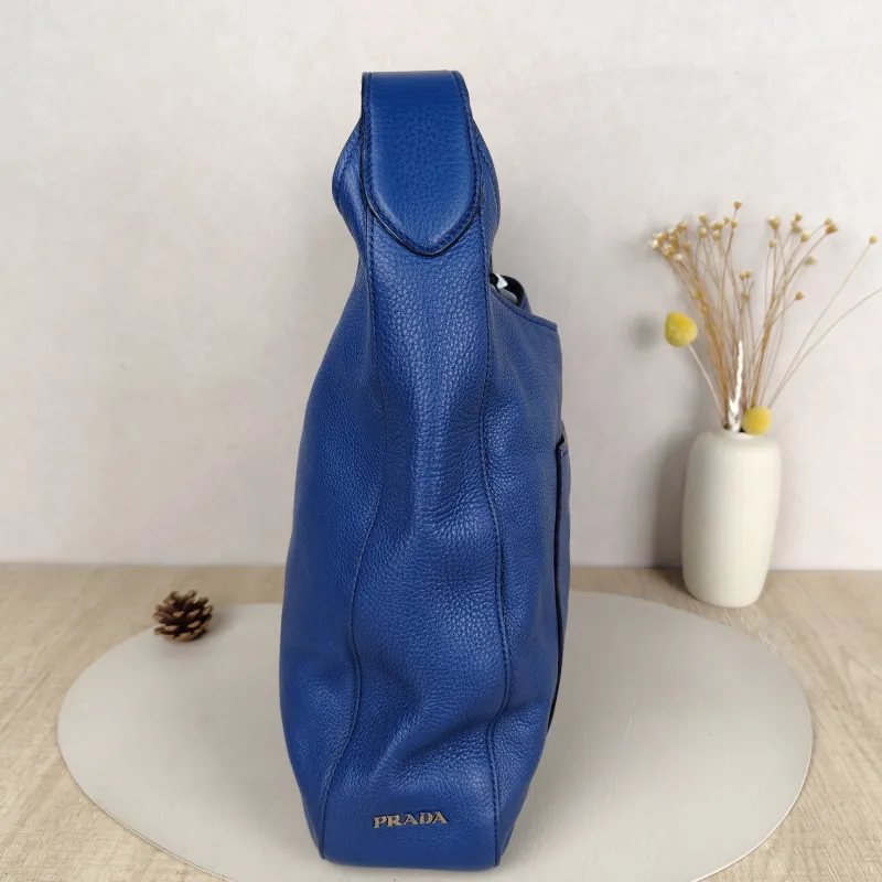 PRADA Shoulder Bag Hobo Vintage Shoulder Bag Navy Calfskin One Size35 × 9 × 36 cm — cover view 4 of 8